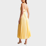 Katarina - Elegantna Haljina sa V-Izrezom i Plisiranim Suknjom