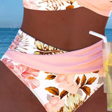 Bikini sa kontrastnim cvetnim uzorkom i rezom