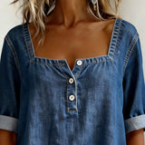 Avélia™ | Denim košulja sa kvadratnim kragnom
