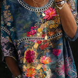 Nicole™ | Bluza od denima sa vintage cvetnim dezenom
