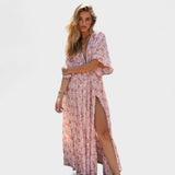 Vilma - Roze boho haljina sa prorezom