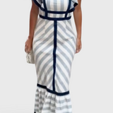 Dianne | Retro Prugasta Maxi Haljina