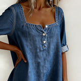 Avélia™ | Denim košulja sa kvadratnim kragnom