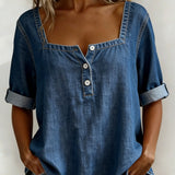 Avélia™ | Denim košulja sa kvadratnim kragnom